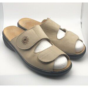 HARTJES Tan Colored Leather Slide Sandals Sz EU 39/US 8-8.5 Good Pre Owned Cond.